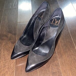DIANE Von Furstenberg DVF Runway Black Leather Platform Pumps Size 6
